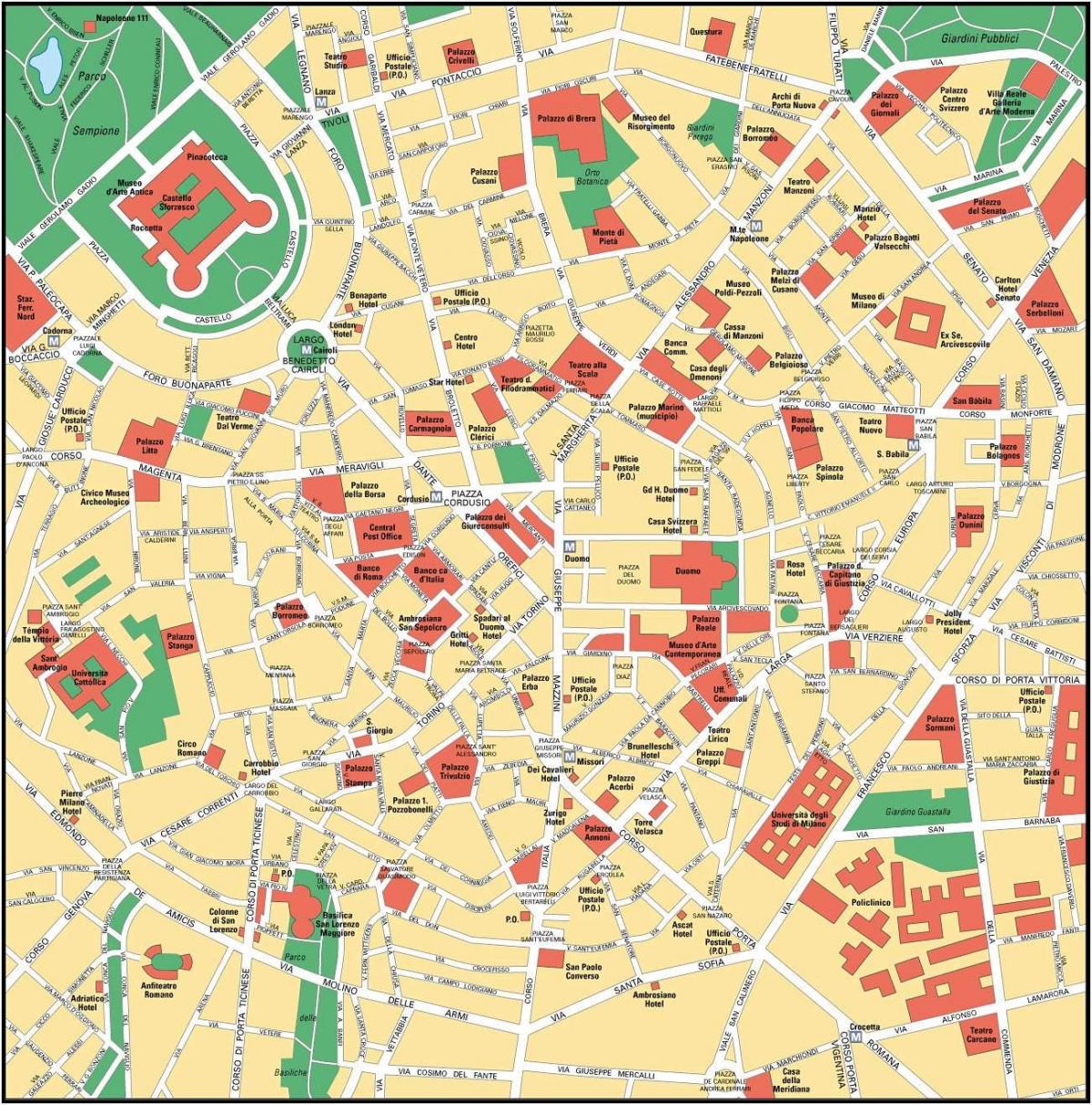 Мілан Італія Карта горада