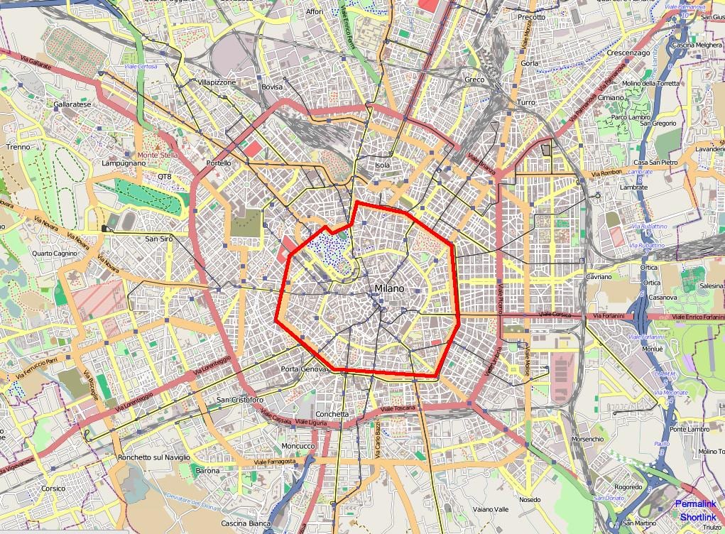 куток Мілан з картай