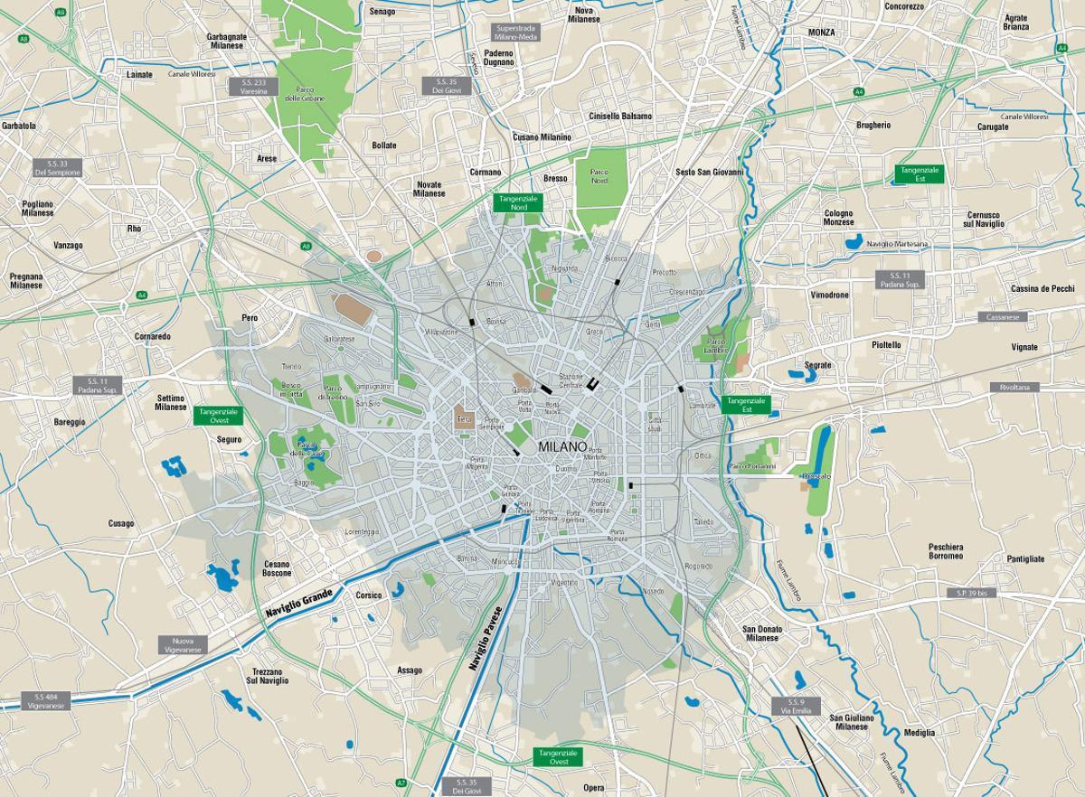карта Мілана каналаў 