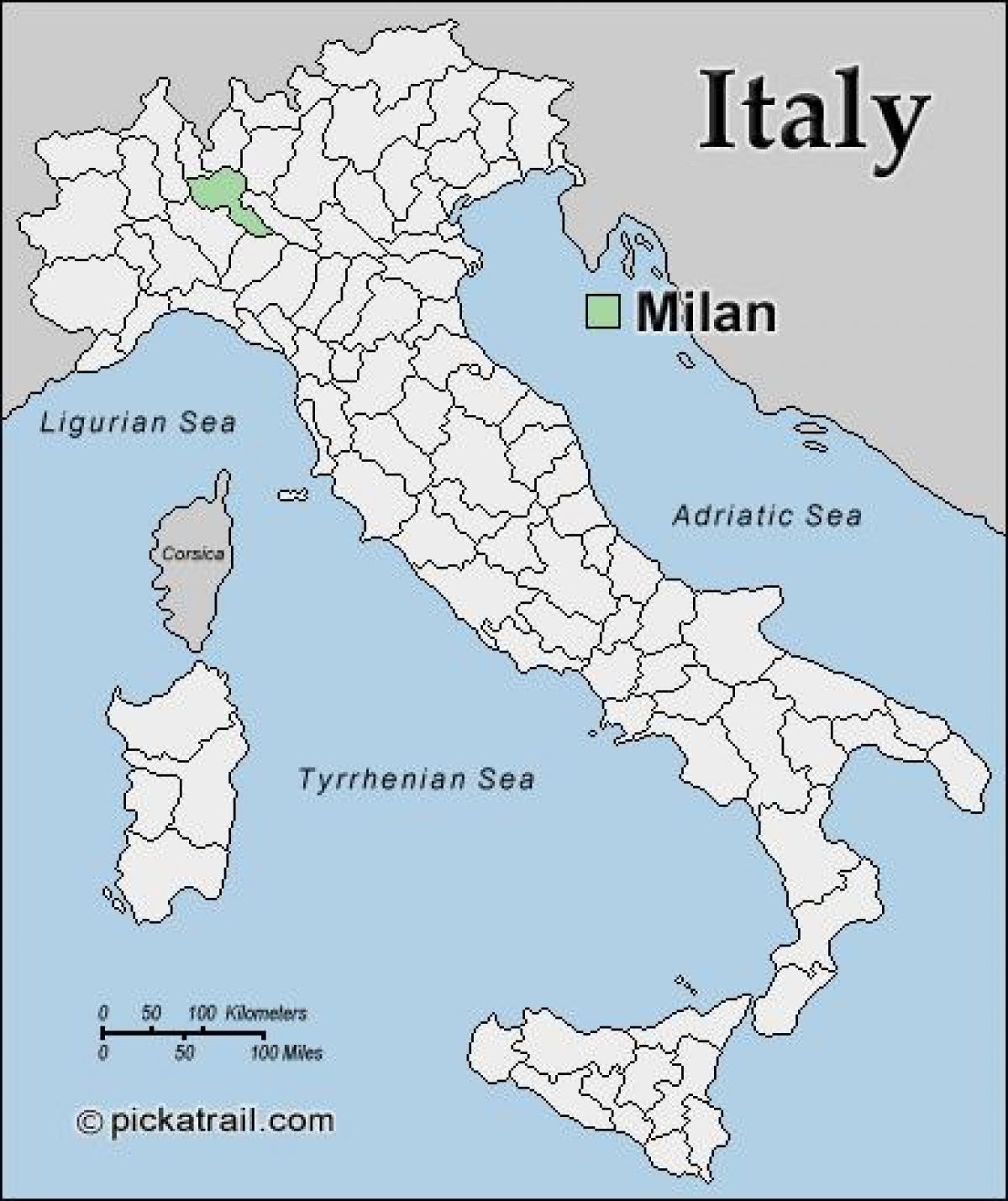 карта Мілана карта Еўропы