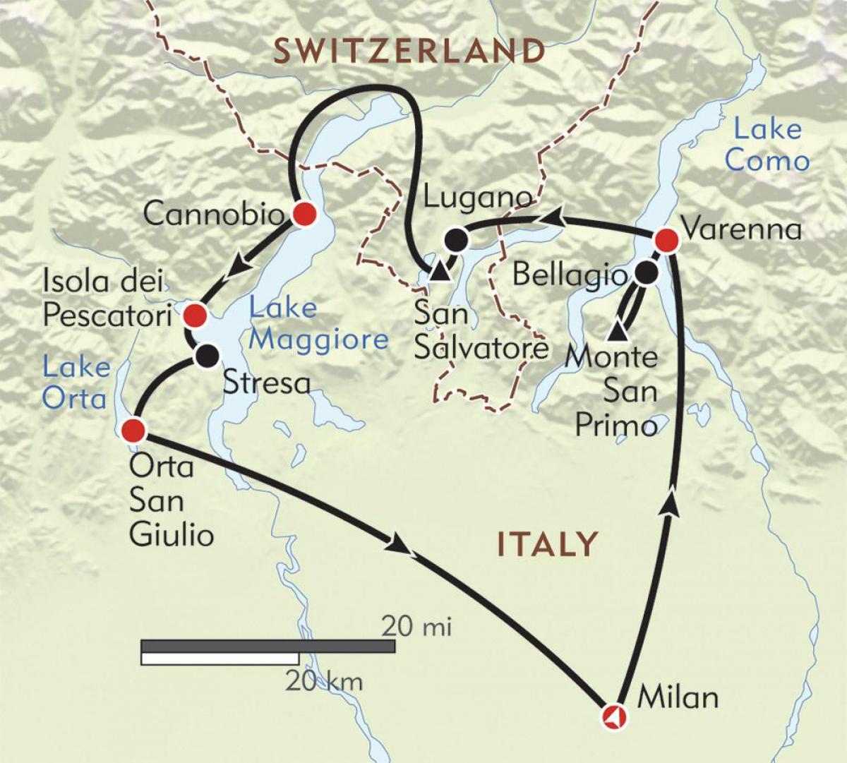 карта Мілана азёр