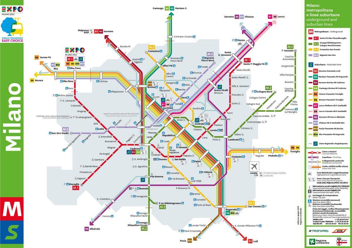карта Мілана станцыі Порта Гарыбальдзі 