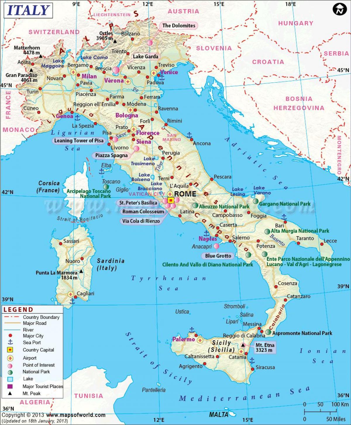 карта Мілана і наваколля