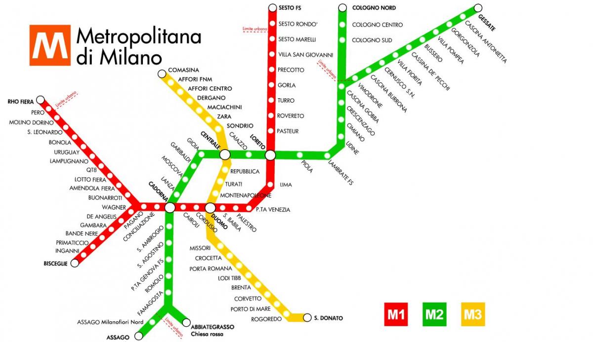 карта метро Мілана