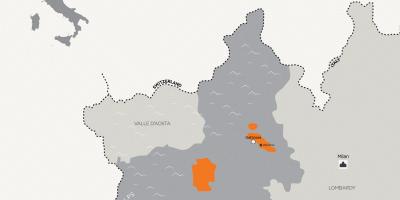 Карта Мілана і бліжэйшых гарадах