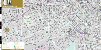 Карта вуліц цэнтра горада Мілан 